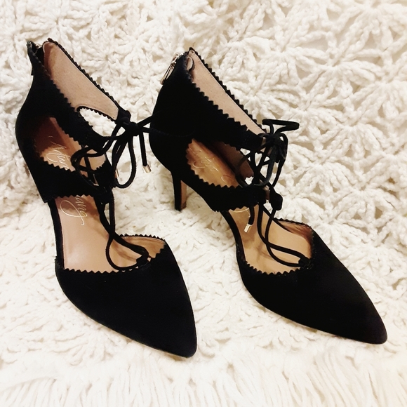 Black Suede Lace Up Heels (3½) by Arturo Chiang - Picture 10 of 16